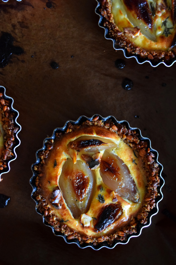 candied shallots soft goat cheese tartlets