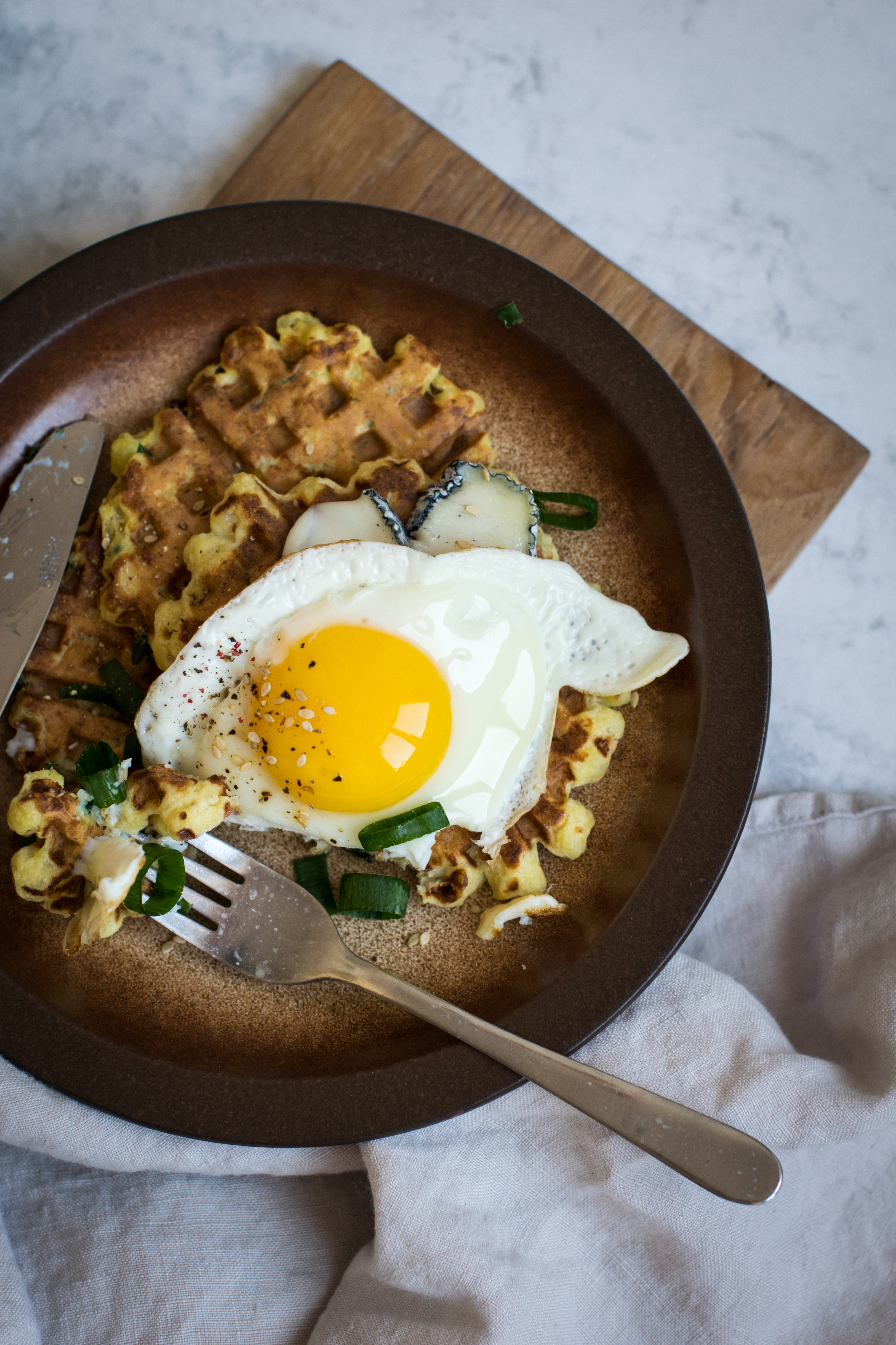 Potato & Scallion Breakfast Waffles