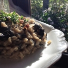 Risotto trompettes de la mort persil champignon