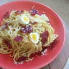 Spring carbonara Jamie Oliver oeuf caille jambon