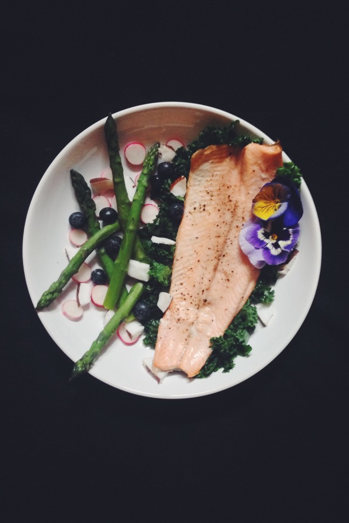 trout kale blueberry asparagus flower radish coconut