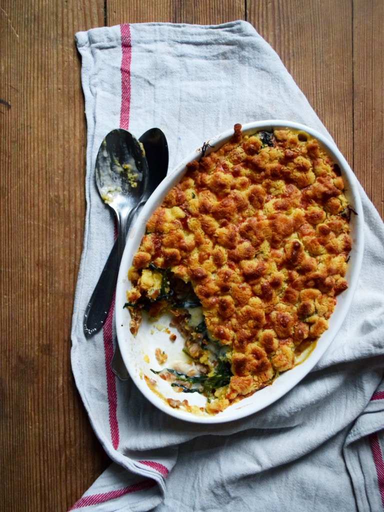 purslane gratin spelt almond béchamel sauce