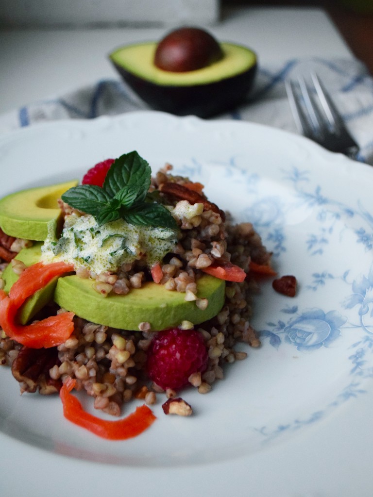 quinoa salad salmon avocado mint raspberry 