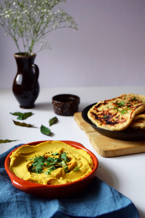 Houmous lentilles corail coco curry naans 