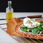 Cauliflower pizza, cream of mushrooms with truffle, creamy Burrata