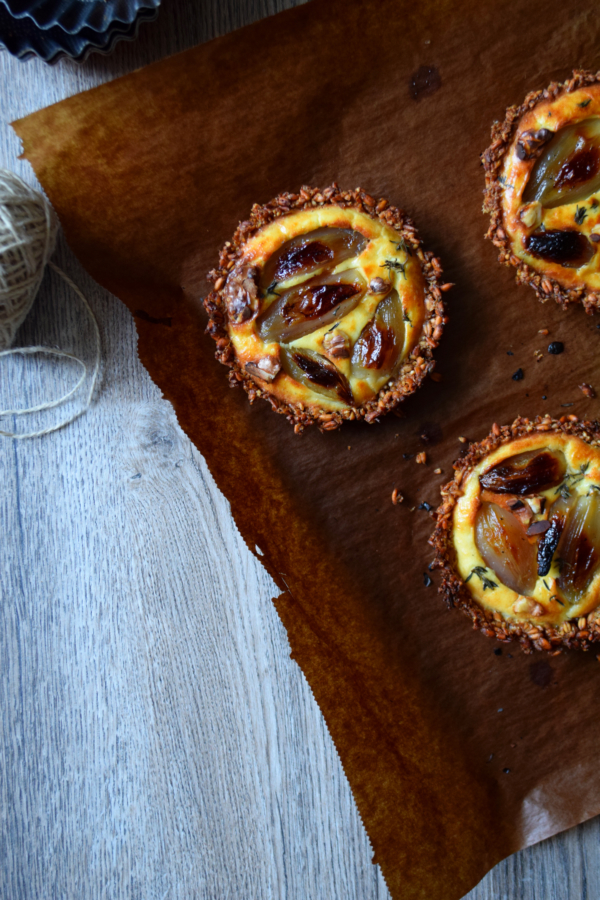 candied shallots soft goat cheese tartlets