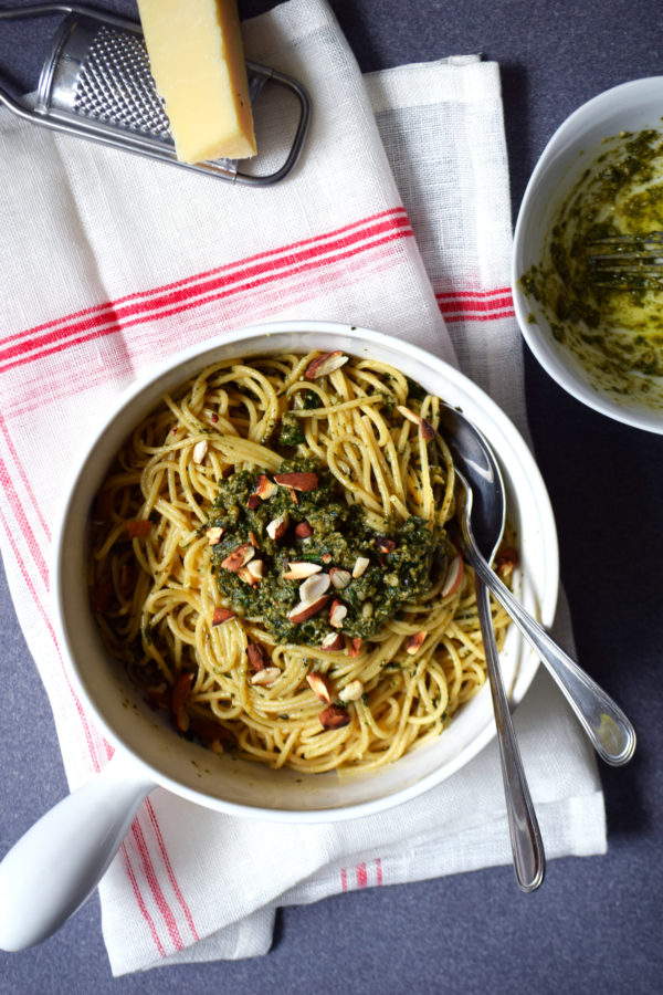 pates spaghettis pesto menthe fraiche 