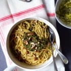 high carb fresh mint pesto spaghetti