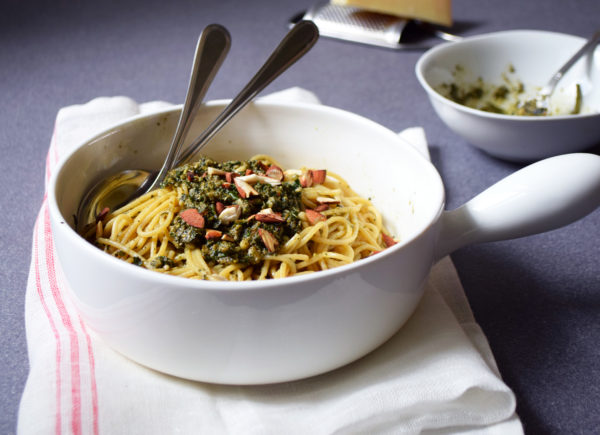 pates spaghettis pesto menthe fraiche 