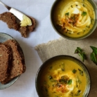 Red lentil soup with mint & sheep yogurt