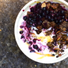 Wild blueberries breakfast bowl, cacao crumble