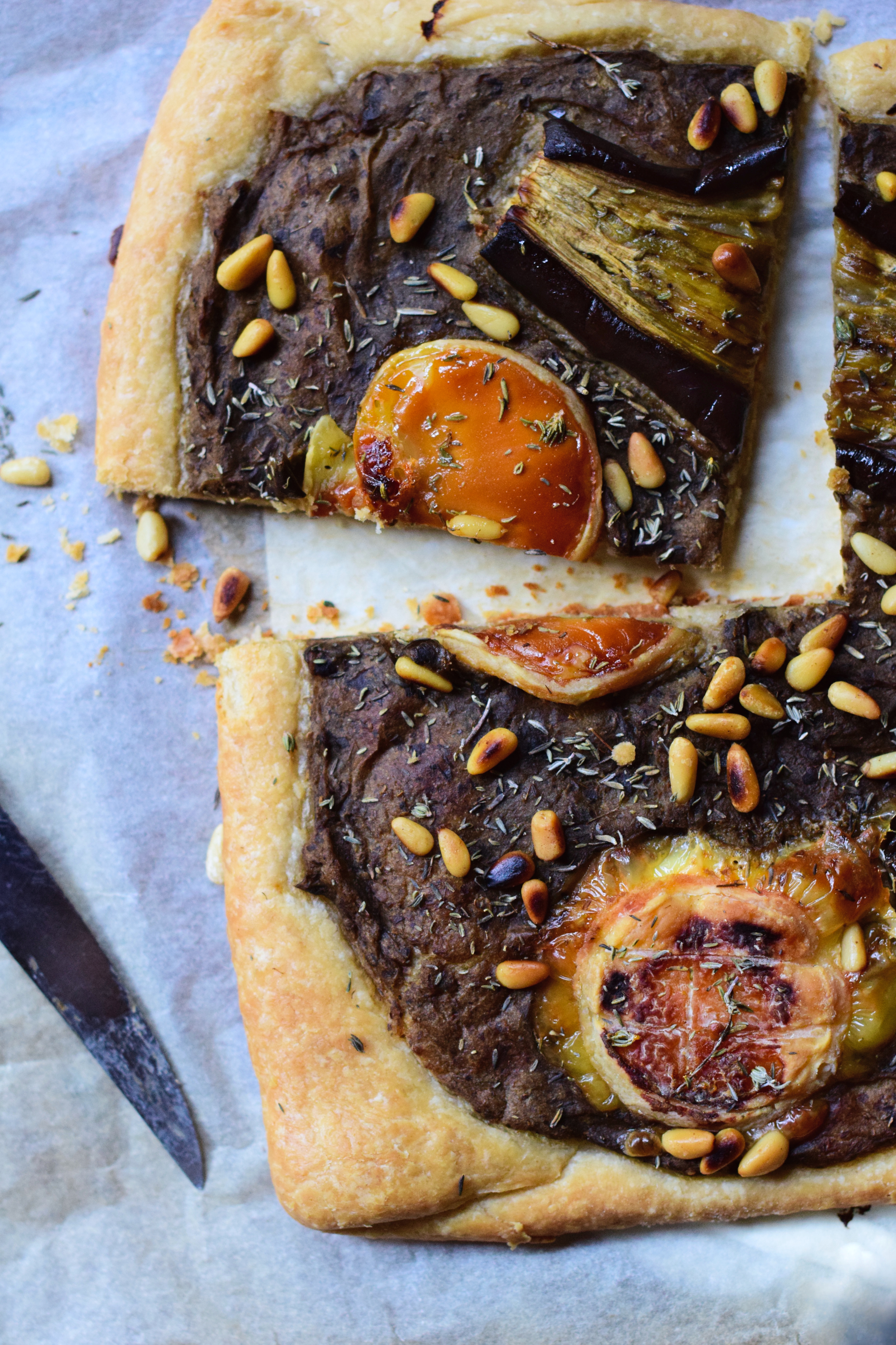 Fine pastry eggplant tart with thyme & 