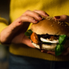 Autumnal burger with pumpkin & Calvados melted onions