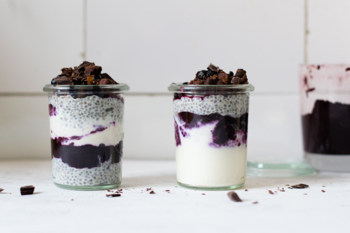 Blueberry & chia breakfast parfaits