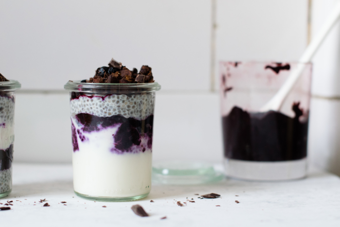 Blueberry & chia breakfast parfaits