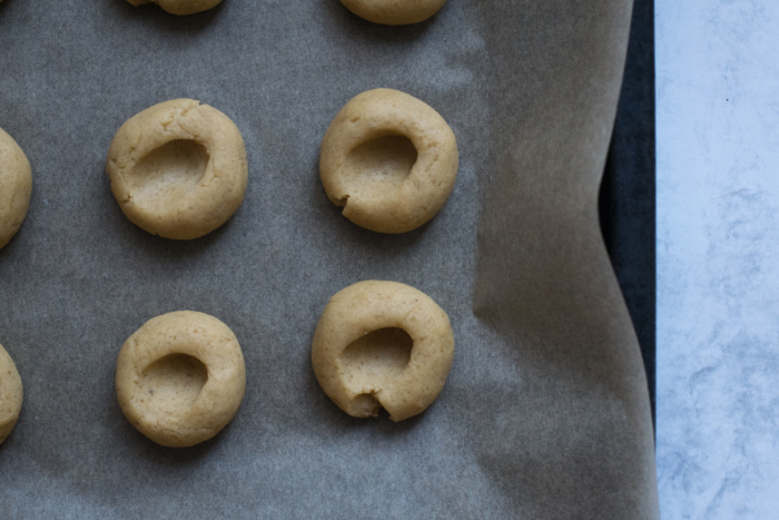 Christmas Chocolate Caramel Thumbprint Cookies