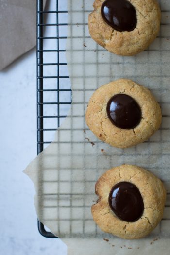 Christmas Chocolate Caramel Thumbprint Cookies