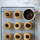 Christmas Chocolate Caramel Thumbprint Cookies