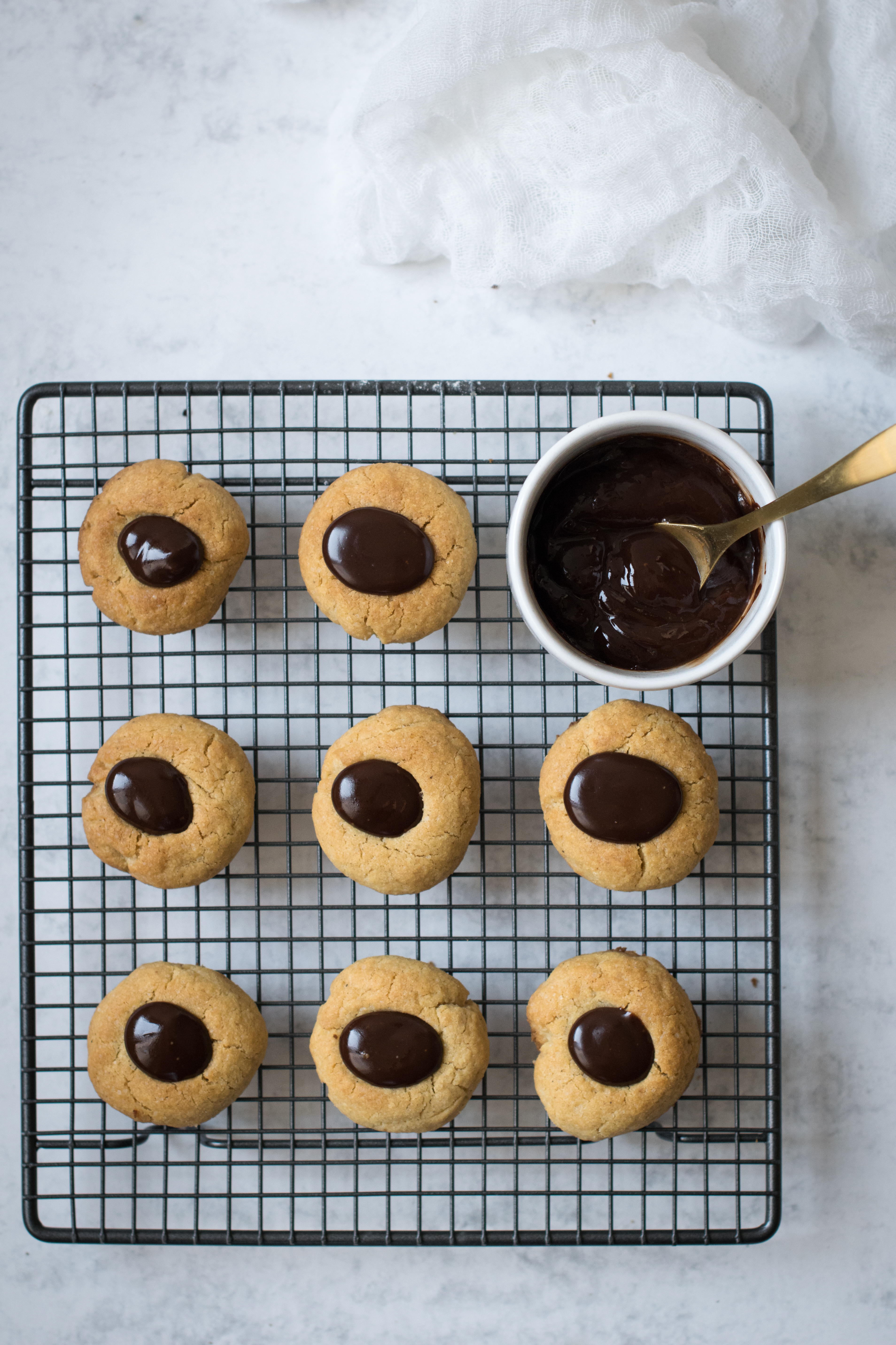 Christmas Chocolate Caramel Thumbprint Cookies