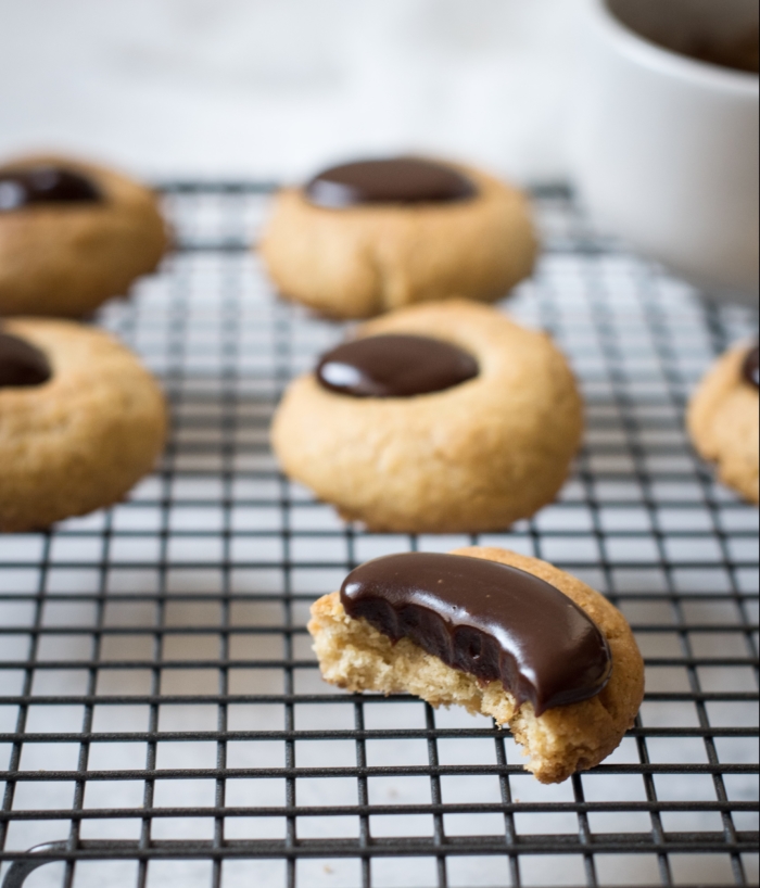 Christmas Chocolate Caramel Thumbprint Cookies