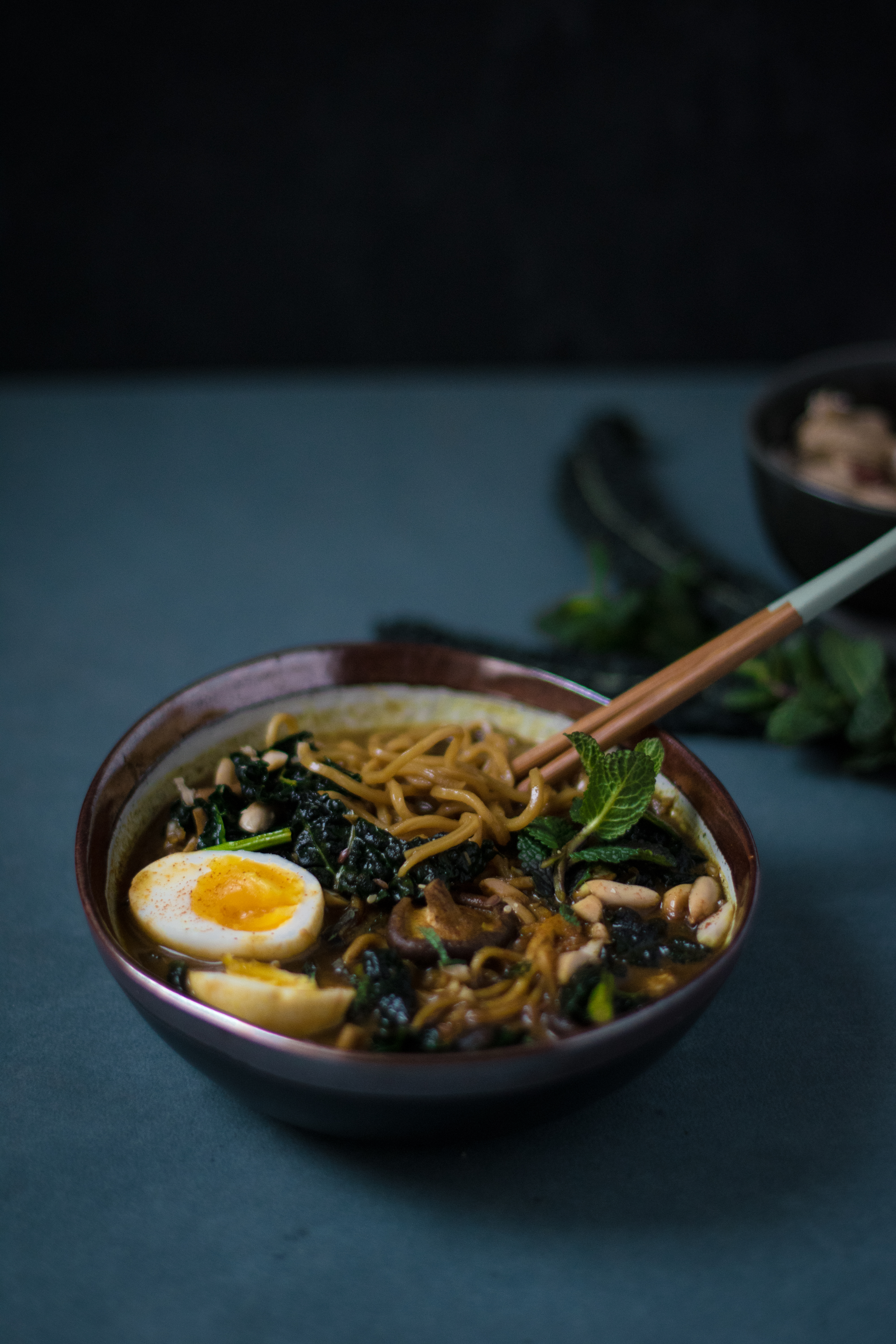 Coconut Curried Noodle Soup with Kale & Peanuts