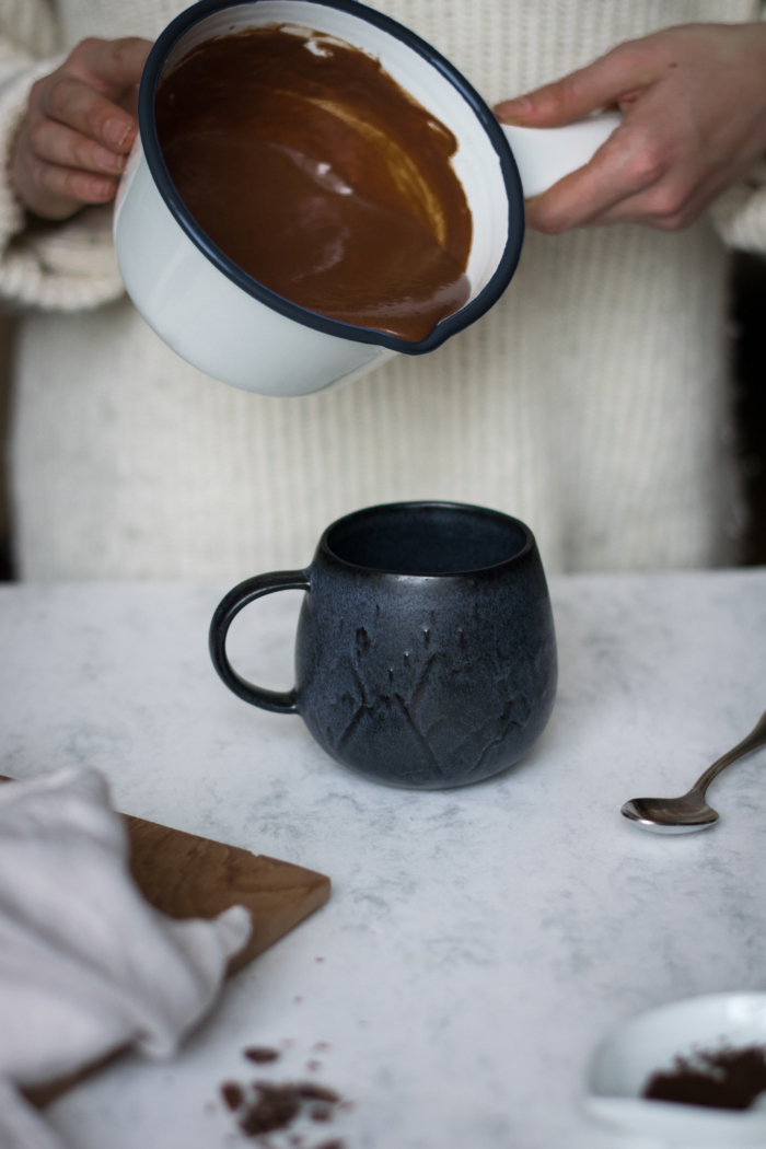 Decadently Creamy Hot Chocolate with Spices & Peanut