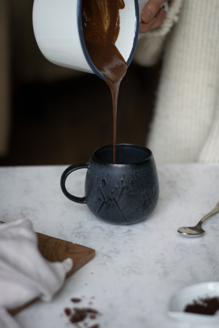 Decadently Creamy Hot Chocolate with Spices & Peanut