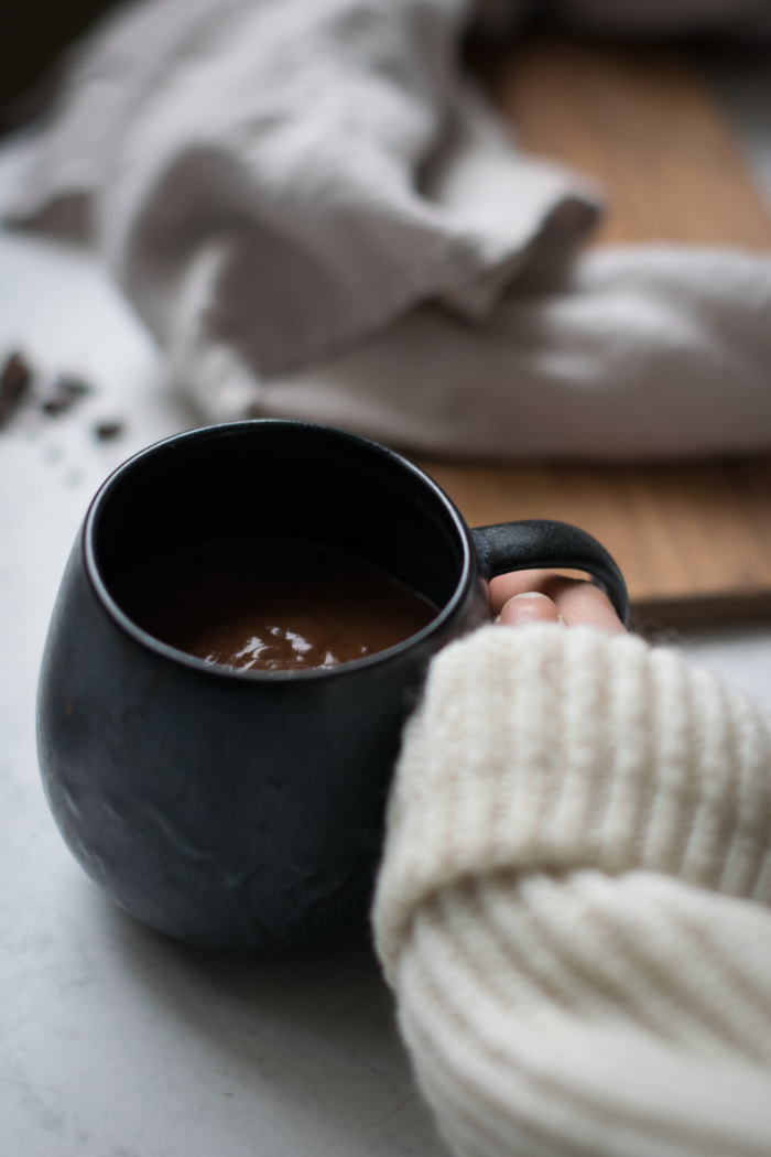 Decadently Creamy Hot Chocolate with Spices & Peanut