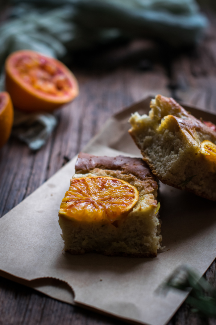 Focaccia Sucrée aux Oranges Sanguines & Romarin