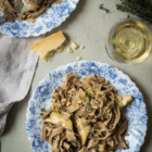 Tagliatelles aux Artichauts & Crème d'Ail au Vin Blanc