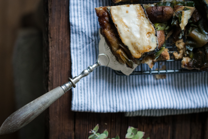 Swiss Chard, Saint-Maure cheese & Miso Caramel Tatin Tart