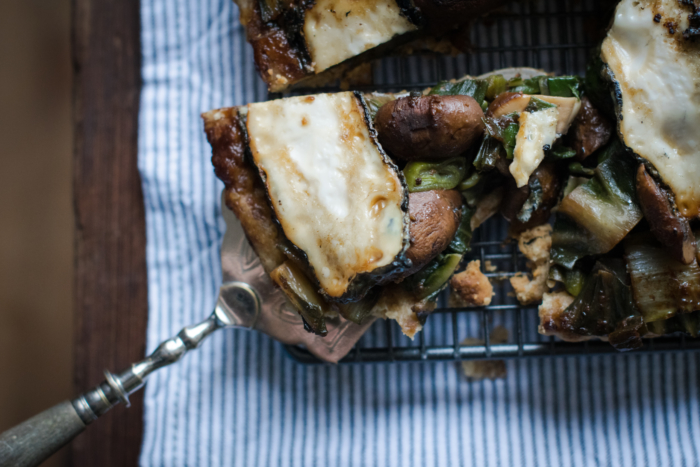 Swiss Chard, Saint-Maure cheese & Miso Caramel Tatin Tart