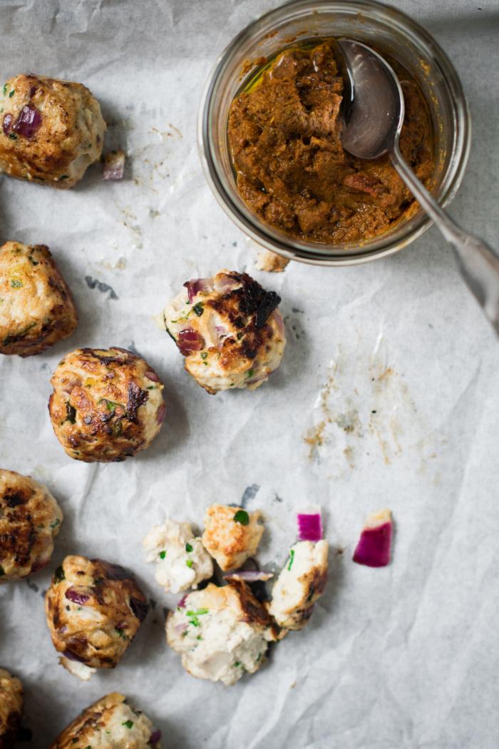 Preserved Lemon Chicken Meatballs & Rye Pita Breads