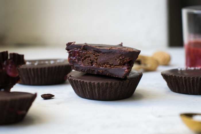 Peanut Butter & Strawberry Sauce Chocolate Cups