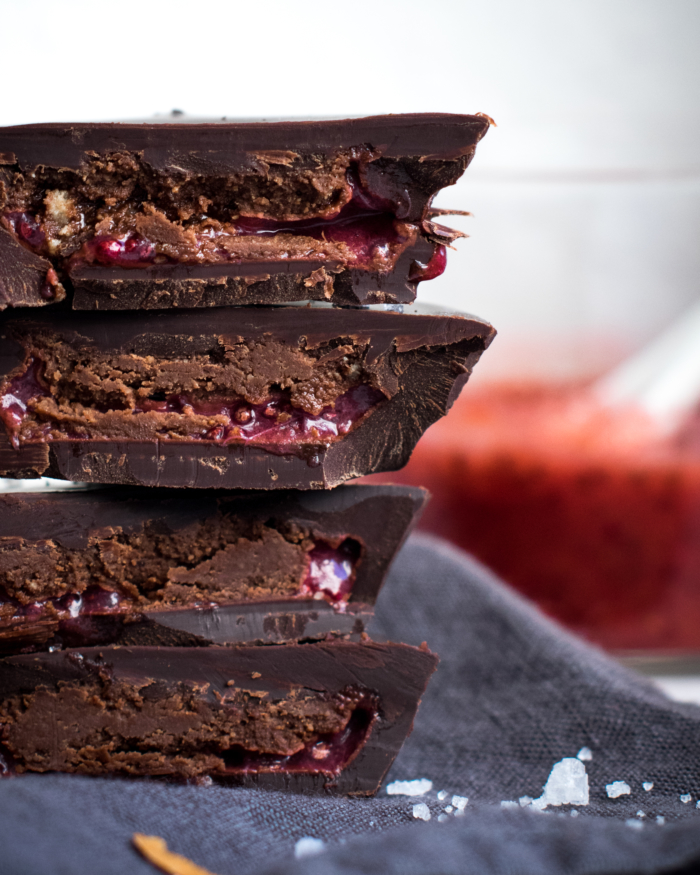 Peanut Butter & Strawberry Sauce Chocolate Cups