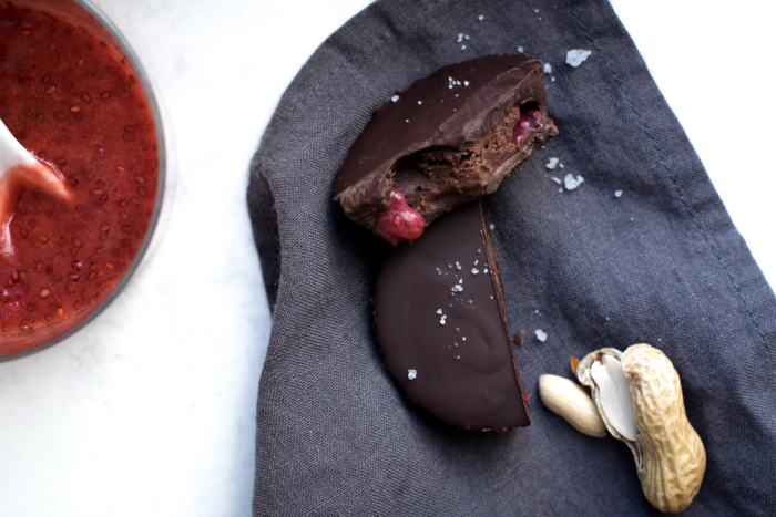 Strawberry Sauce & Peanut Butter Chocolate Cups