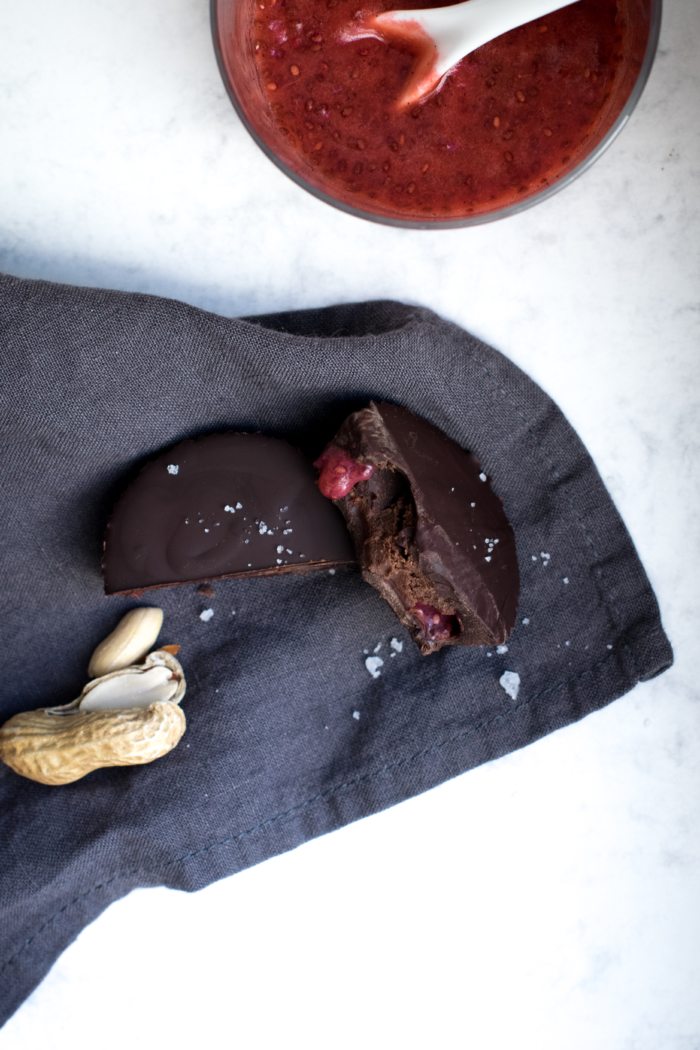 Strawberry Sauce & Peanut Butter Chocolate Cups