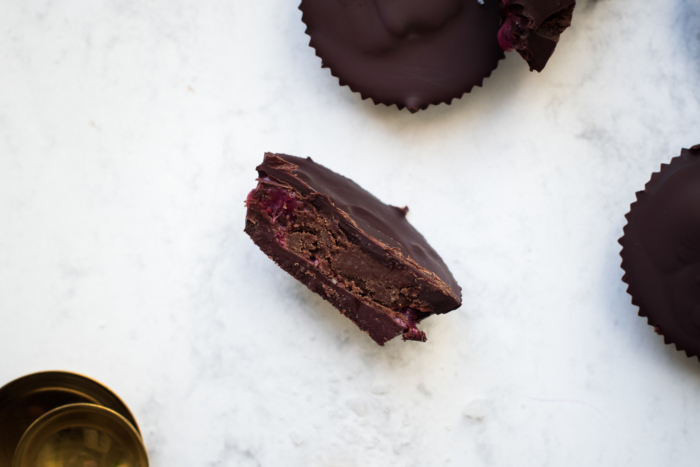 Strawberry Sauce & Peanut Butter Chocolate Cups