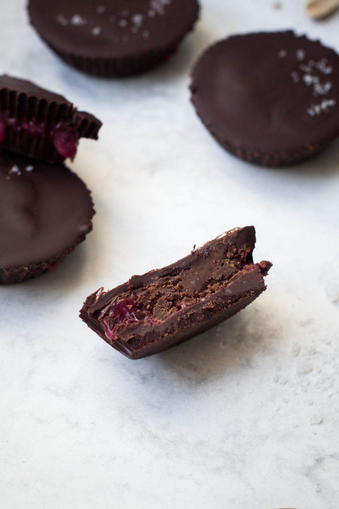 Peanut Butter & Strawberry Sauce Chocolate Cups