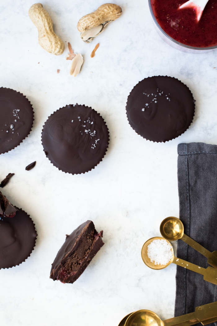 Strawberry Sauce & Peanut Butter Chocolate Cups