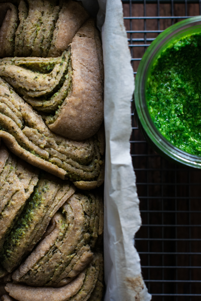 Goat Cheese & Ramp Pesto Babka Bread