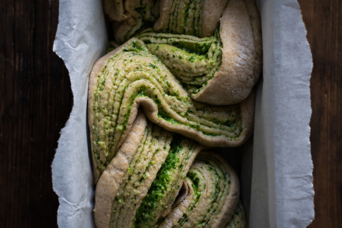 Goat Cheese & Ramp Pesto Babka Bread