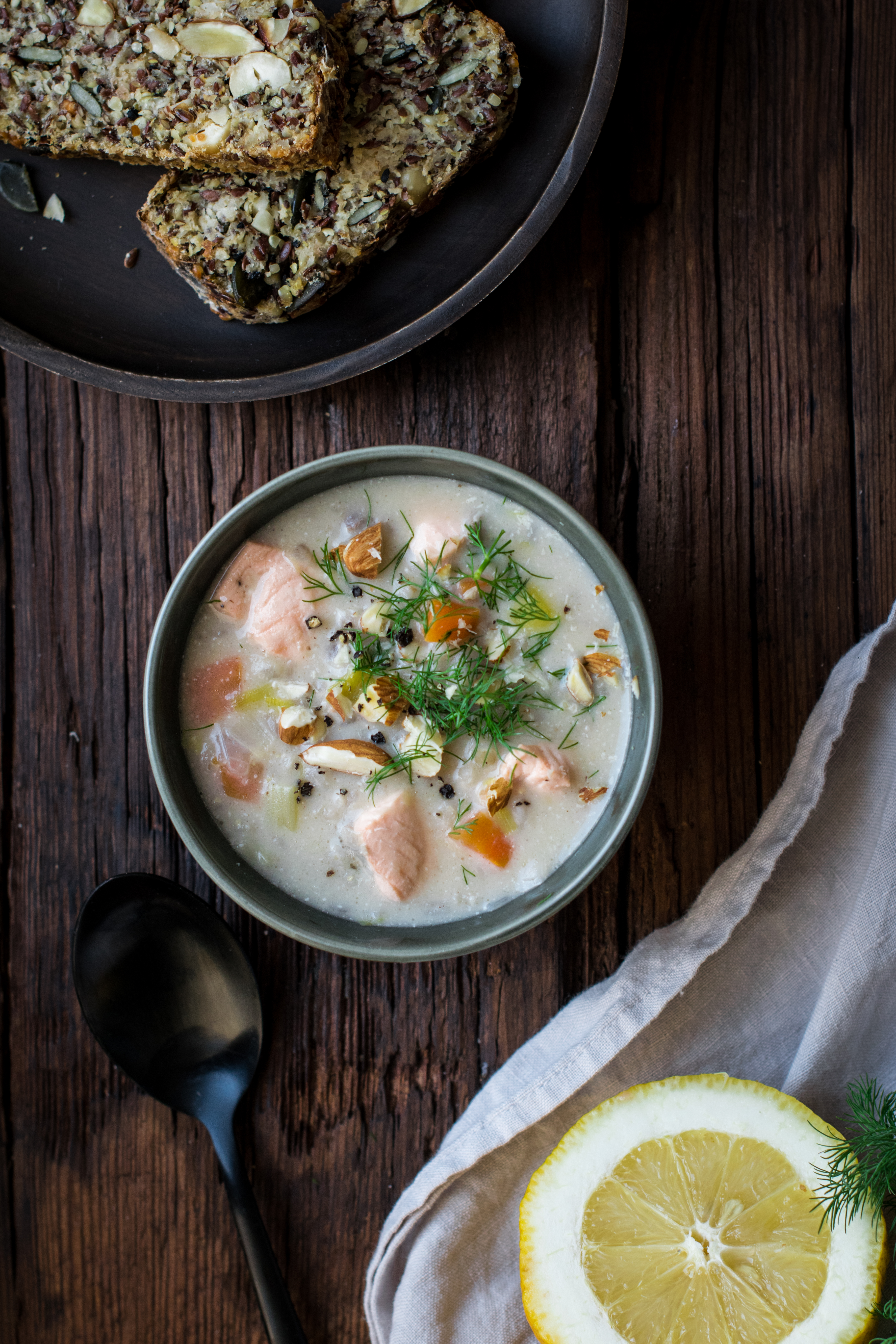 Barley, Almond & Salmon Finnish Style Soup