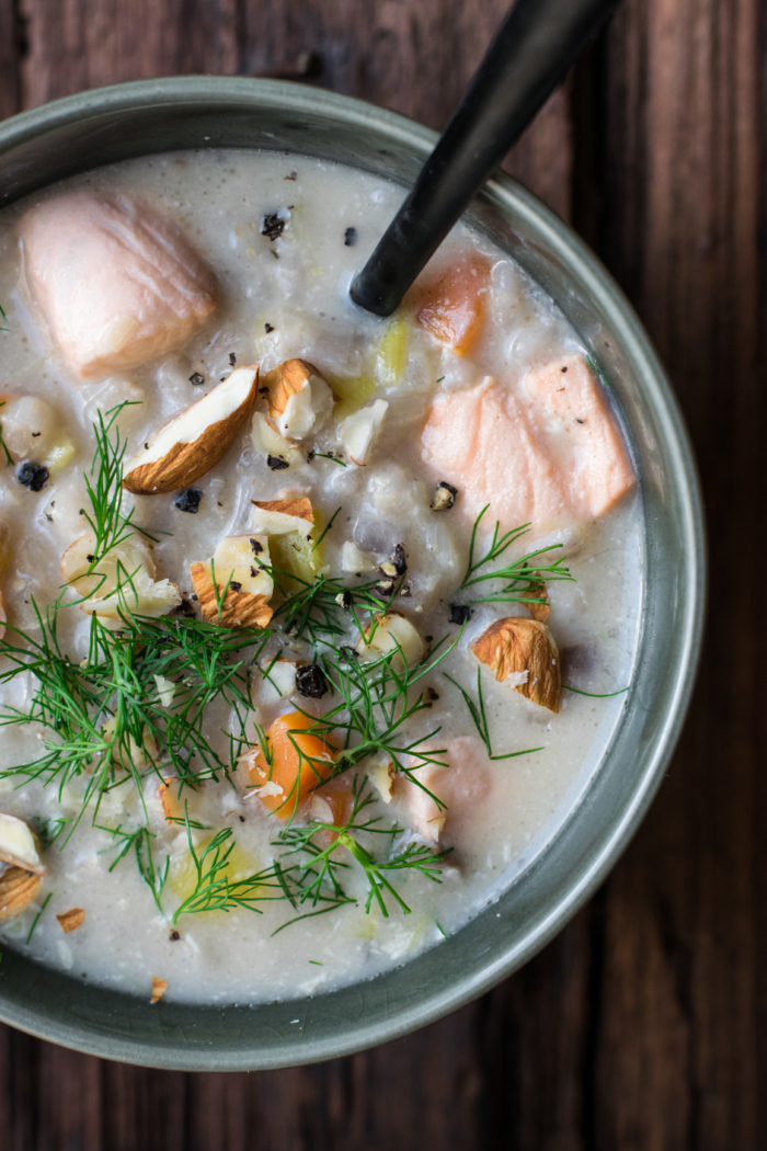 Barley, Almond & Salmon Finnish Style Soup