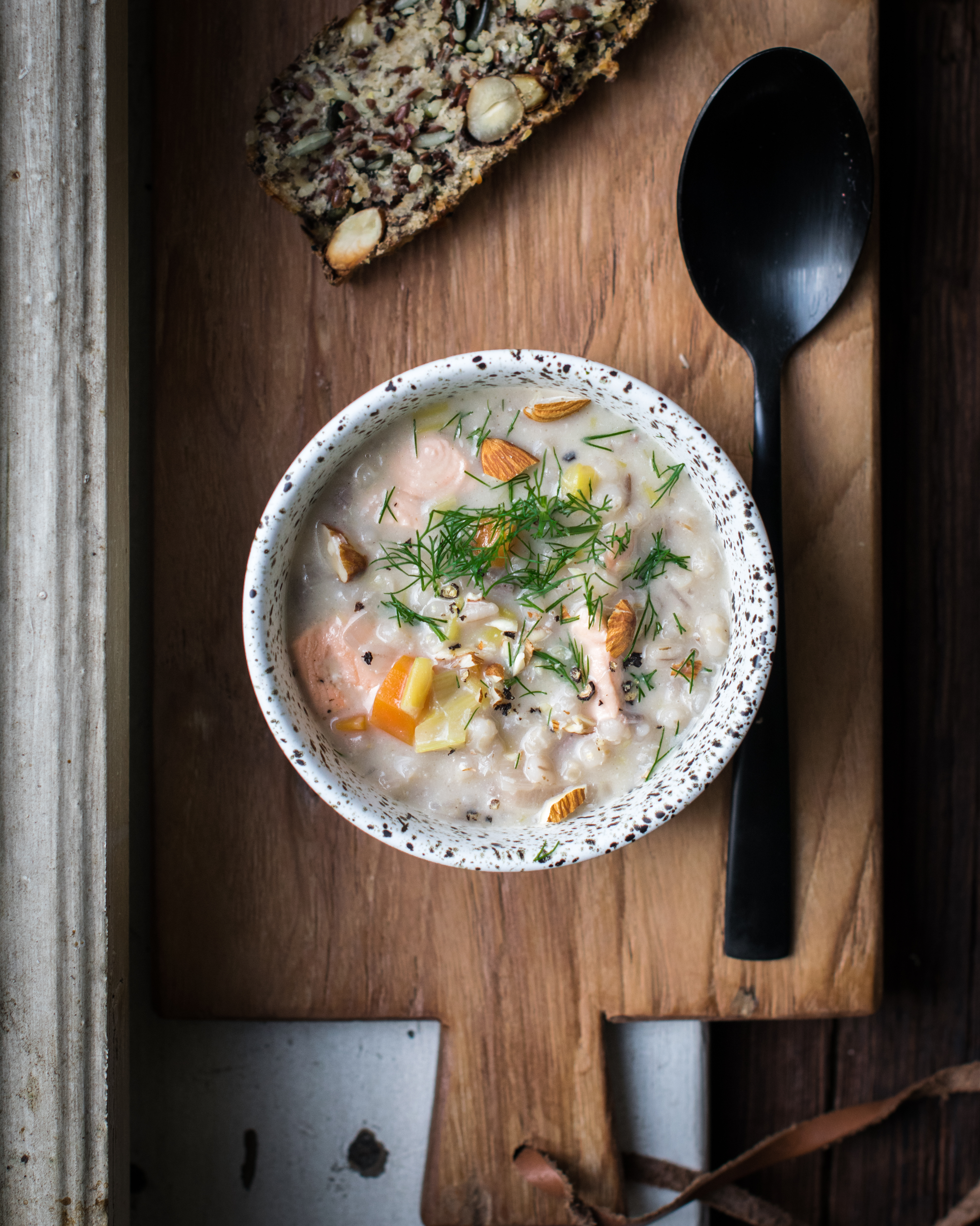 Barley, Almond & Salmon Finnish Style Soup