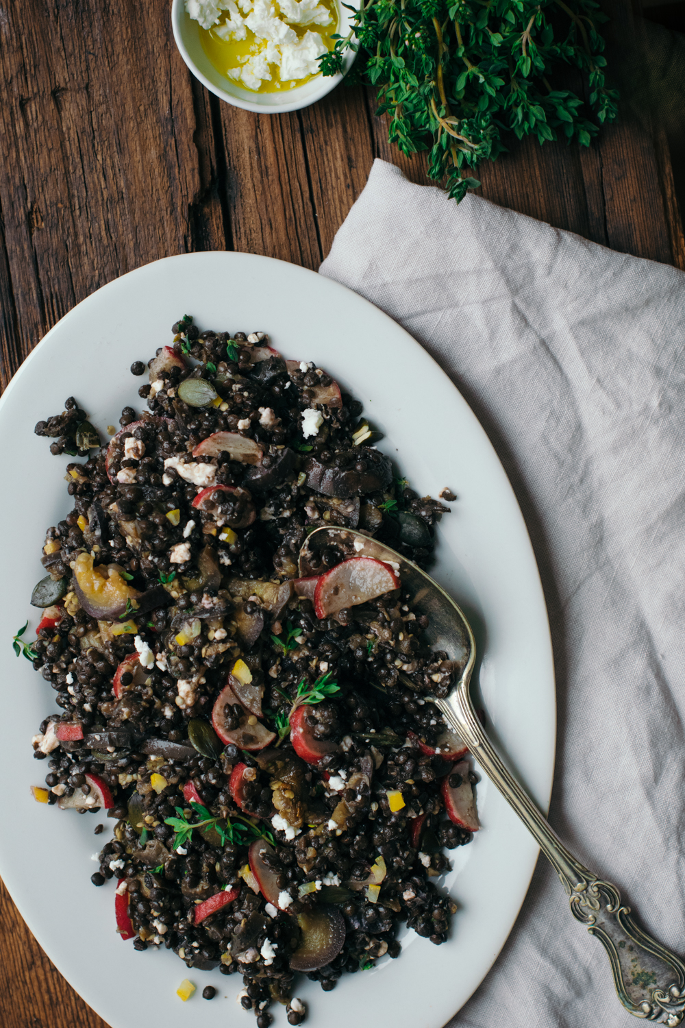 Salade de Lentilles Beluga, Aubergine & Citron Confit