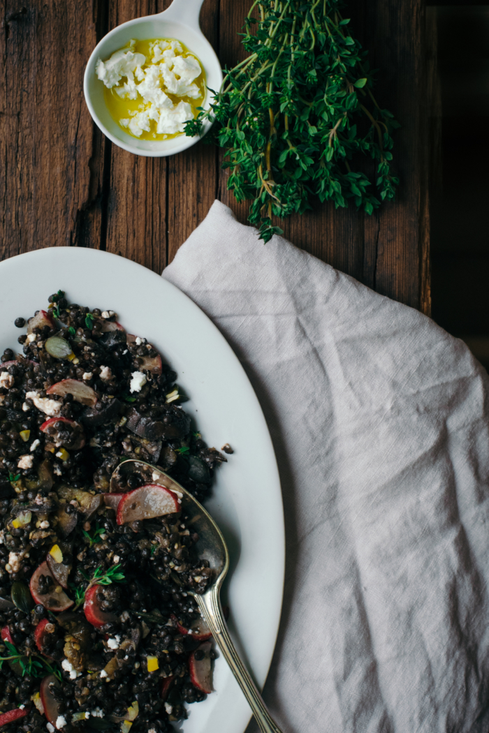 Salade de Lentilles Beluga, Aubergine & Citron Confit