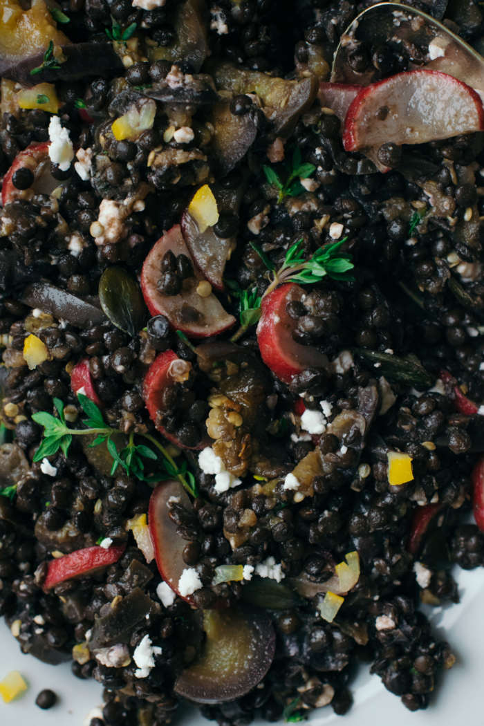 Salade de Lentilles Beluga, Aubergine & Citron Confit