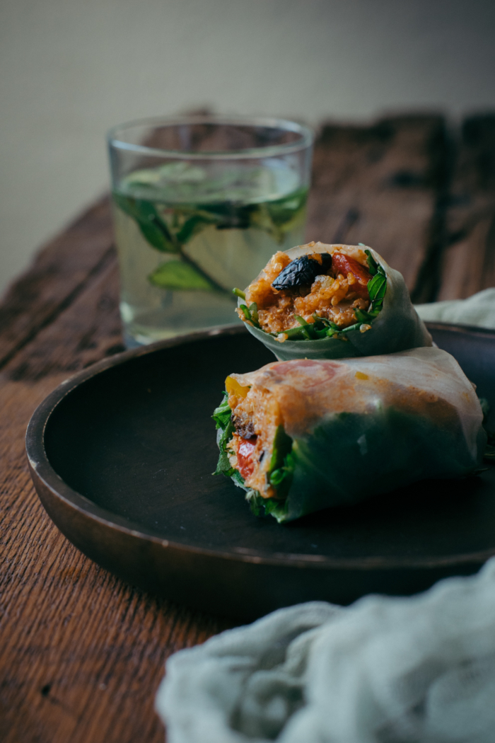 Mediterranean Style Quinoa Spring Rolls