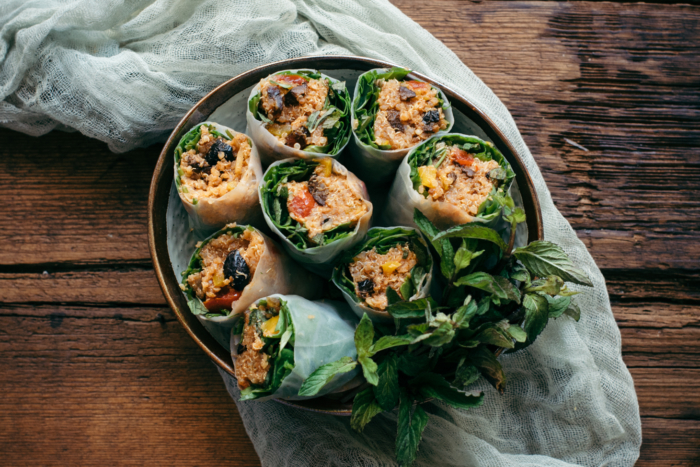 Mediterranean Style Quinoa Spring Rolls